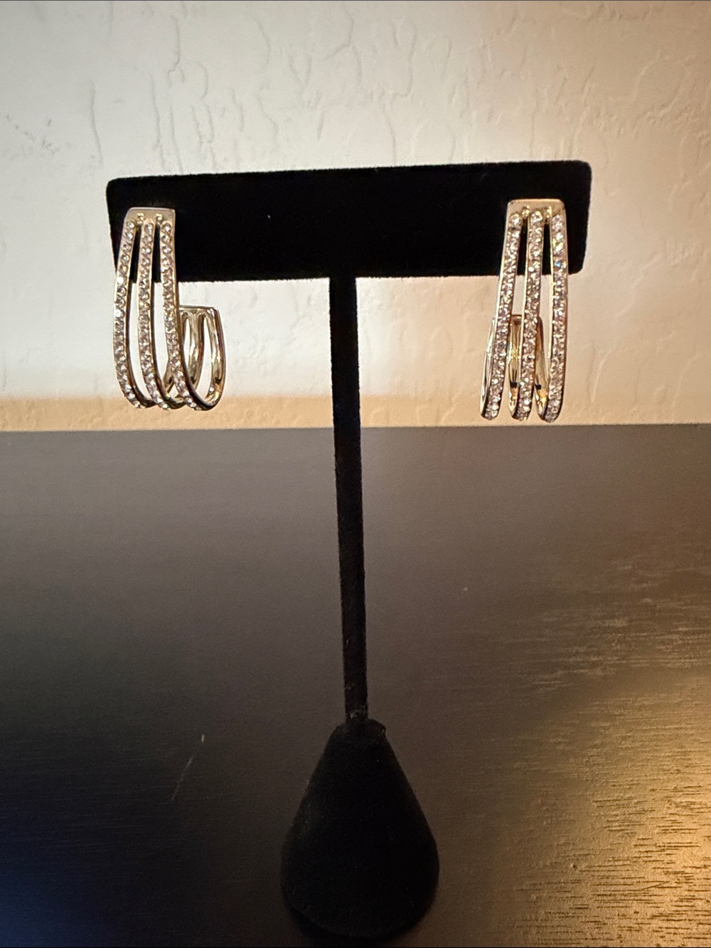 Elegant Silver-Tone Crystal Multi-Row Hoop Earrings